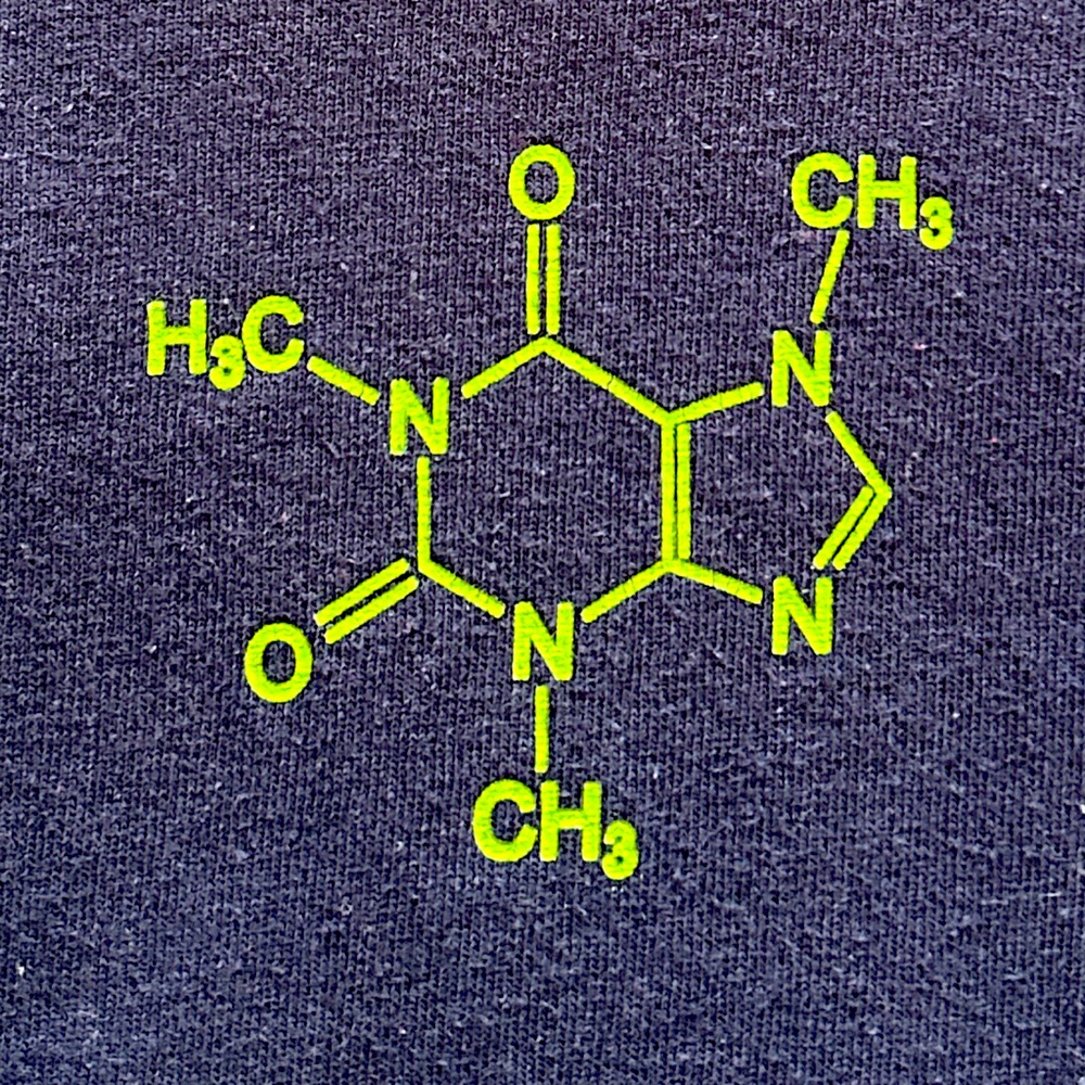 Think Geek Vintage Graphic Navy Tee Featuring Caffeine Molecule Size Medium